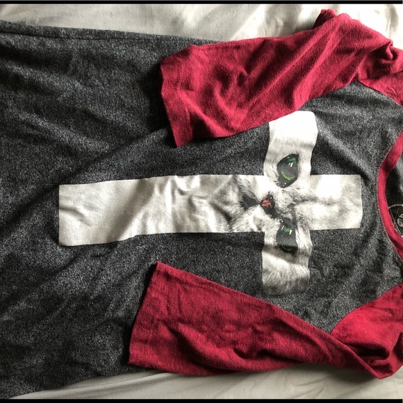 Cat Cross Baseball tee  - Picture 2 of 3